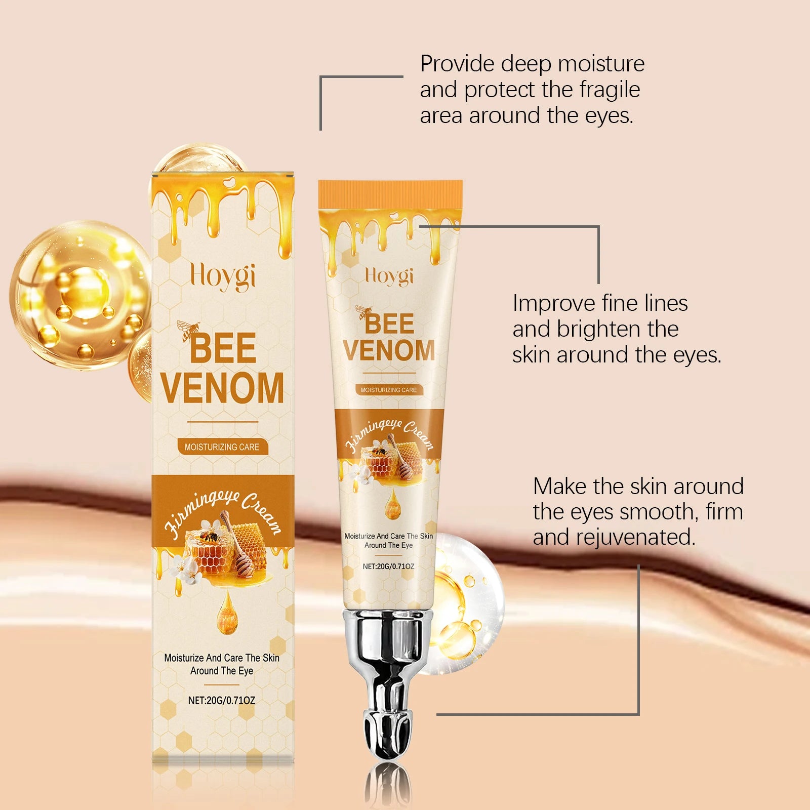 Hoygi Bee Venom Firming Anti Wrinkle Eye Cream Elastic Hydration Lifts Tightens Skin Solving Wrinkles Fine Lines Natural Serum Zpaxo