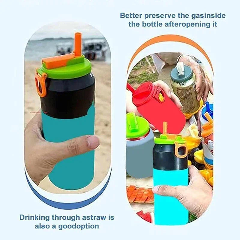 1/2/4PCS Creative Soda Can Cover Sealed Silicone Straw Beverage Can Cover Cup Suitable For Canned Beverage Reusable Tank Cover Zpaxo