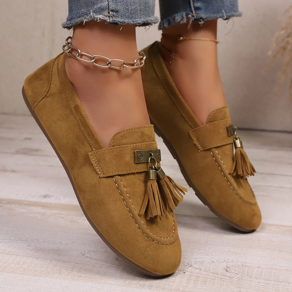 Women Loafers Outdoor Tassels Flat Sneakers Women Comfortable Vacation Shoes Round Toe Walking Shoes Ladies Zapatos De Mujer Zpaxo