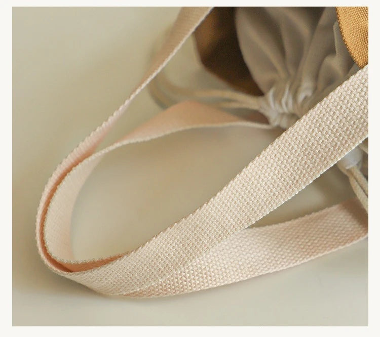Thick canvas lunch ba hand-held rice bag insulated lunch bag student office worker portable drawstring lunch box bag Zpaxo