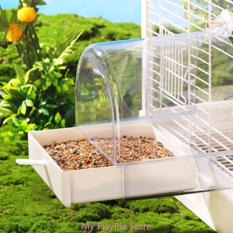 Pet Bird Bath Tub Clear Bath House Parrot Bathtub with Bottom Drawer for Budgies Cockatiels Lovebirds Bathing Supply Zpaxo