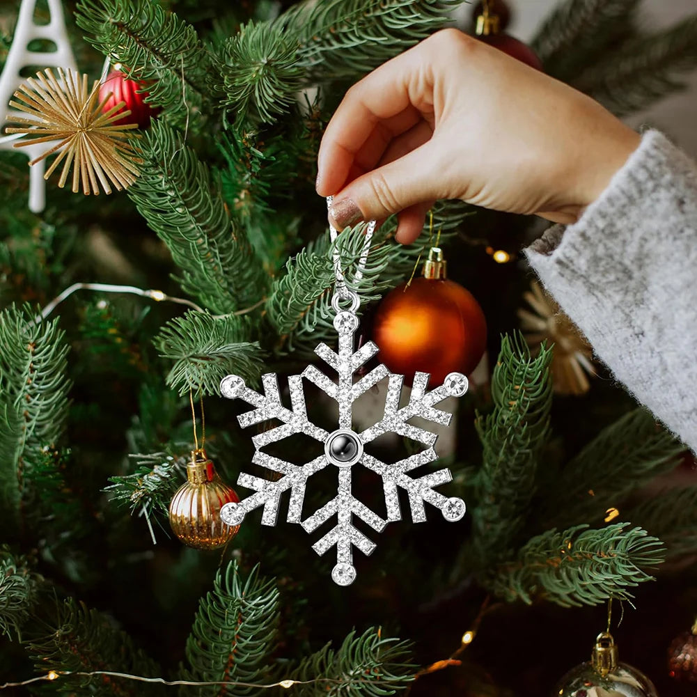 Hanging Snowflake Projection Pendant Photo Christmas Ornaments Gifts
