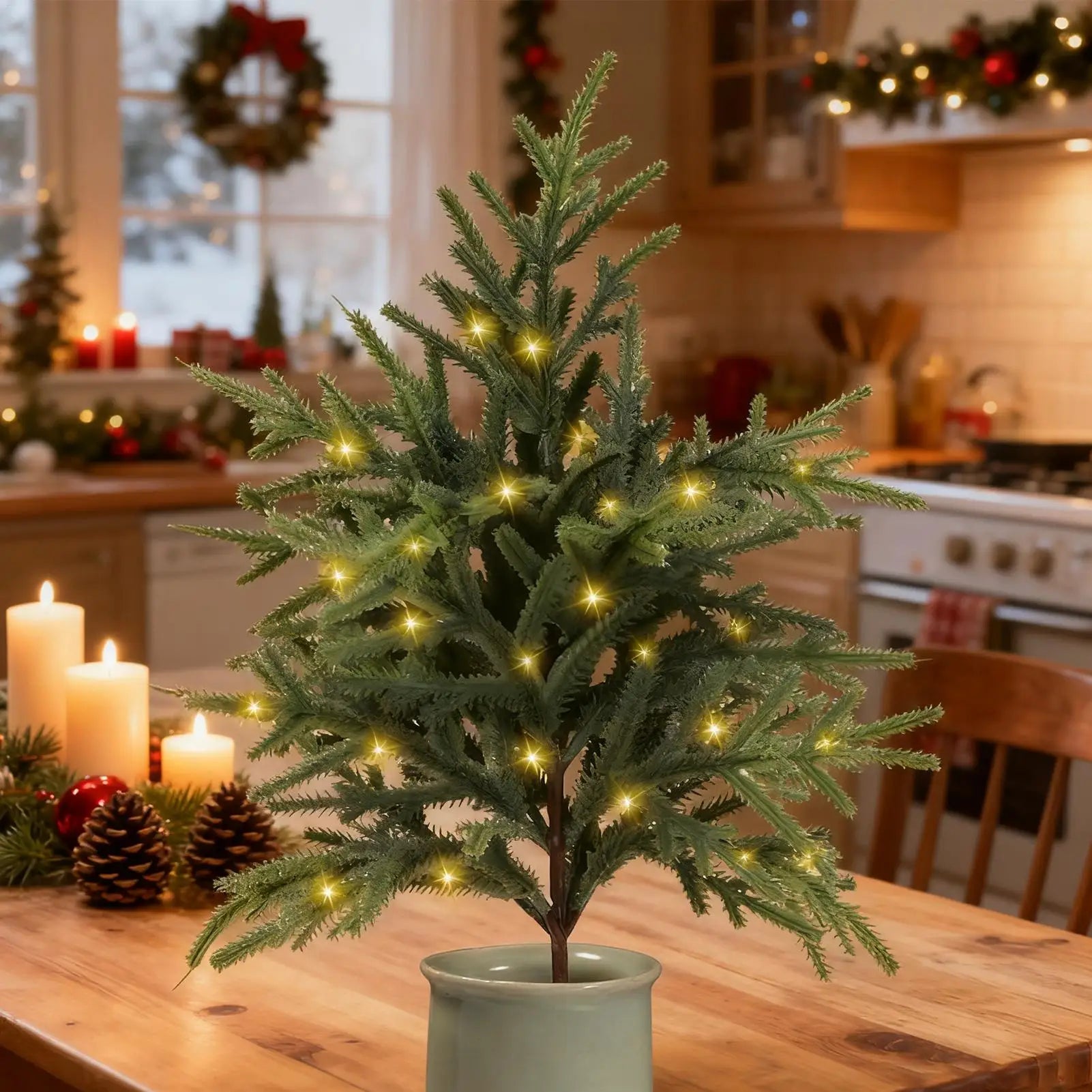 Pine Branches Led Light Greenery Picks Pre Lit Pines Stems Home Decor