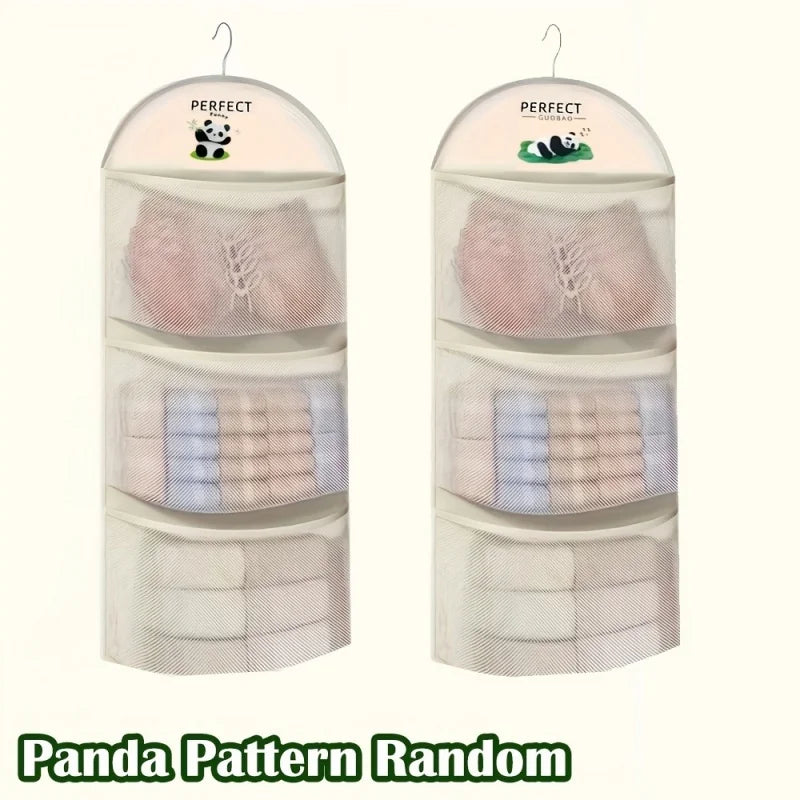 2PCSTriple-Tier Hanging Underwear, Socks, and Bra Grid Organizer-For Dorm vs. Home Wall Hanging Storage Bag Zpaxo