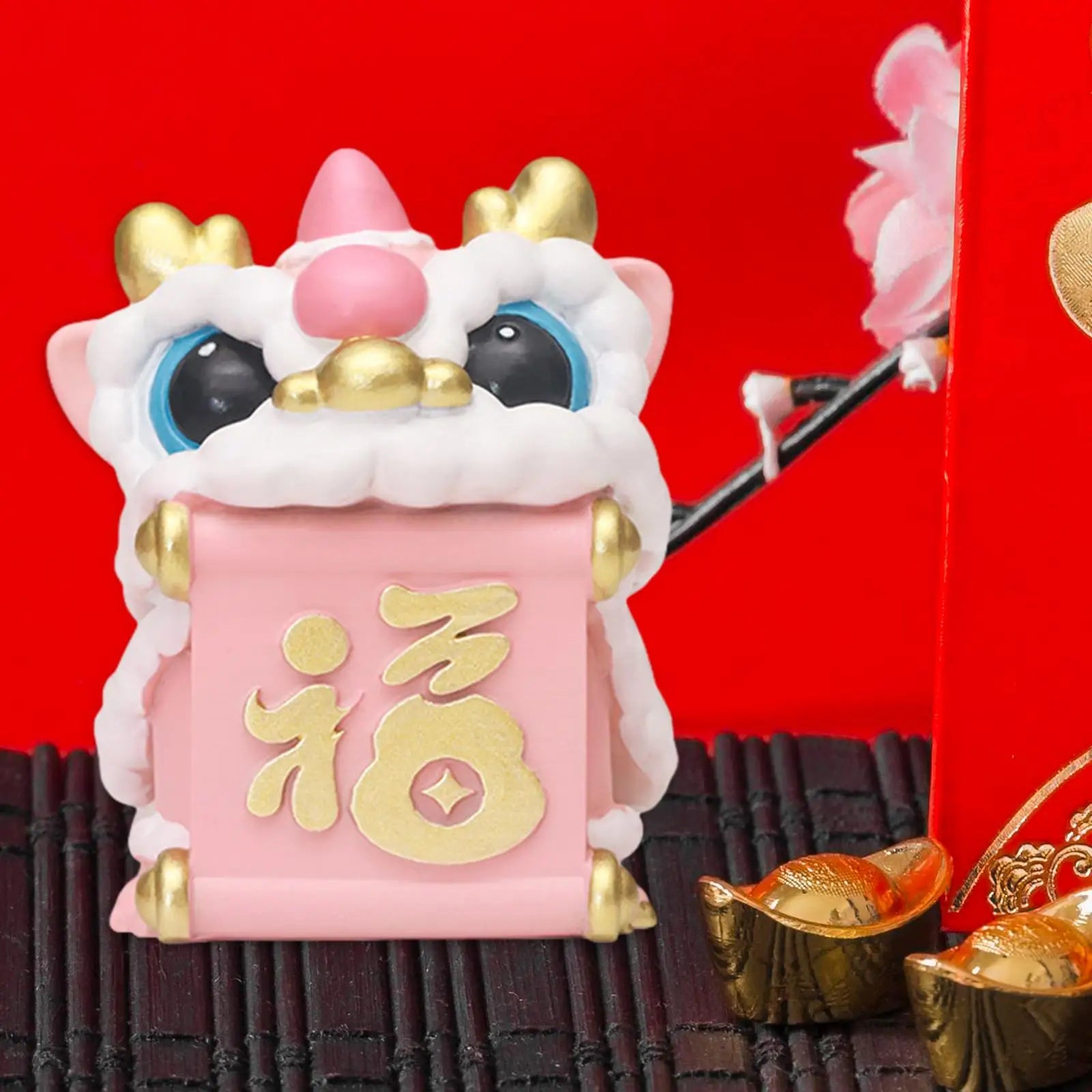 Chinese Lucky Lion Dance Figurine – Feng Shui Desktop Ornament Decorative Figurine Zpaxo Style A