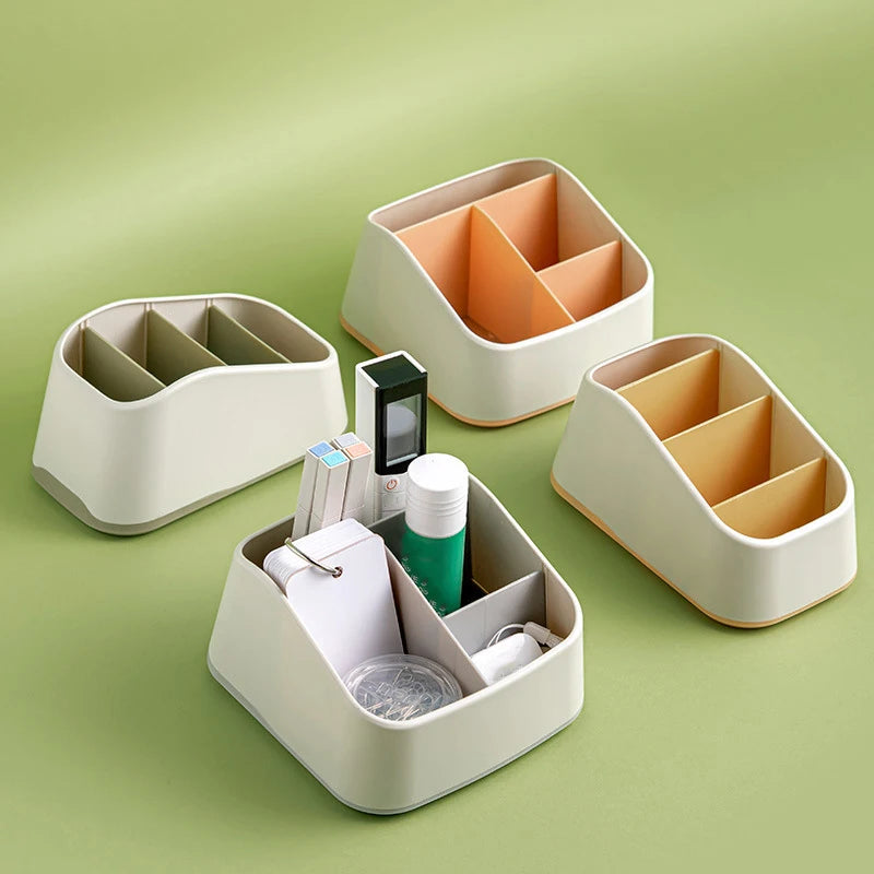 Remote Control Holder 4 Slot Desktop Storage Box Tv Remote Control Phone Trapezoidal Basket Stationery Organizer Case Home Hotel Zpaxo