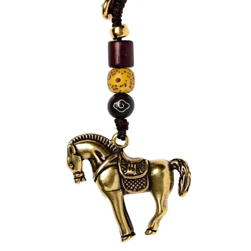 2026 Year Chinese Zodiac Horse Lucky Pendant Keychain Copper Feng Zpaxo A3 1pc