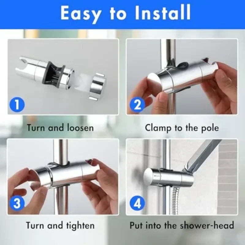 1pc Universal Shower Head Holder Adjustable 18~25mm ABS Chrome Shower Rail Holder Bathroom Accessories Shower Mounting Brackets Zpaxo