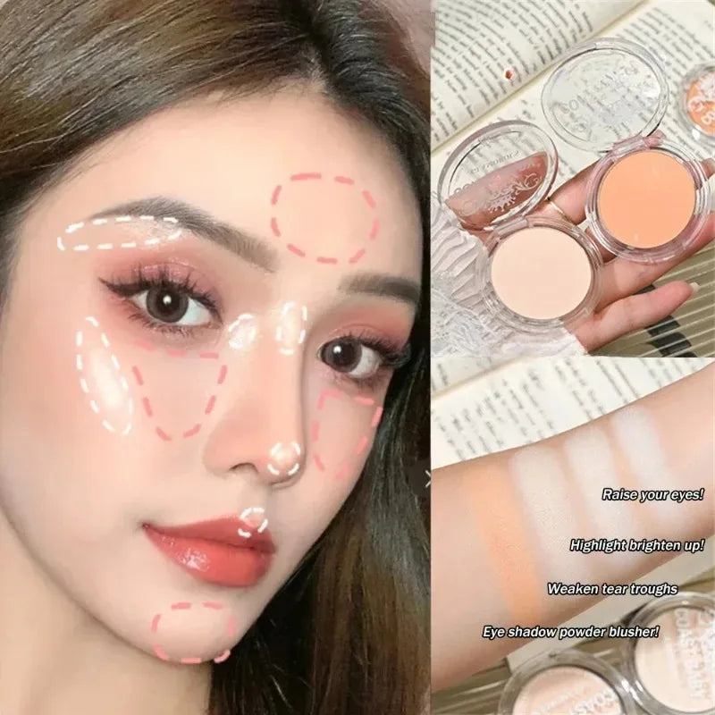 Single Matte Highlighter Palette White Beige Face Nose Brightening Contour Makeup Eye Shadow Lying Silkworm Rouge Powder Palette Zpaxo