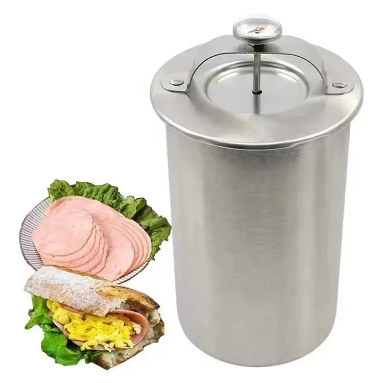 Kitchen 304 Stainless Steel Ham Press Maker Machine Round Shape Meat Press Mold With Thermometer, Meat Poultry Cooking Tools yij Zpaxo as show