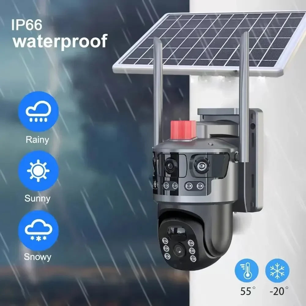 Wireless Solar Powered Security Camera V380 3MP Wifi Outdoor IP Cam Zpaxo