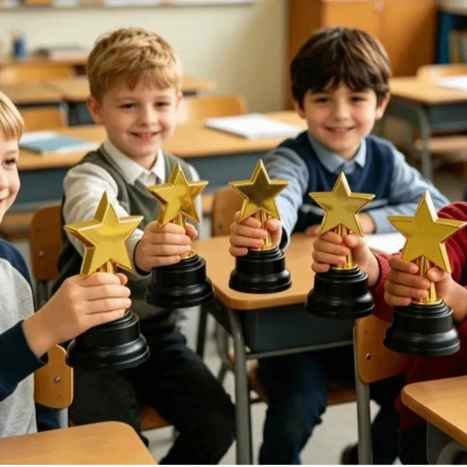 Star Trophy Awards Gold Five-pointed Trophies Large Base Students