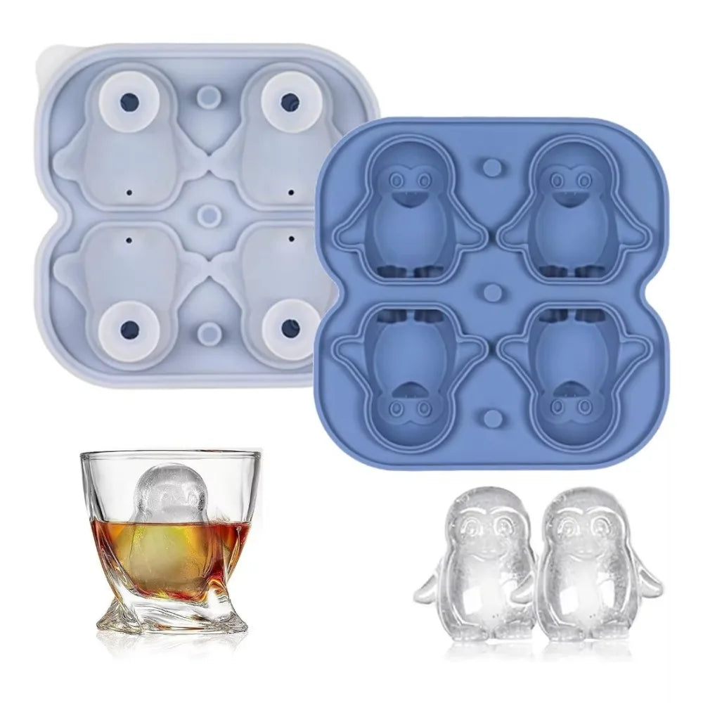 Penguin Ice Cube Mold Large Thick Silicone Whiskey Fun Shape Suitable Zpaxo Blue