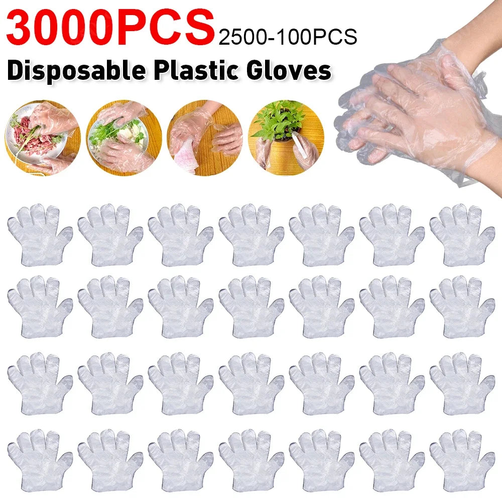 3000-100pcs Disposable Gloves Plastic Gloves Transparent Kitchen Bathroom Cleaning Gloves For DIY Cooking Kitchen Accessories Zpaxo