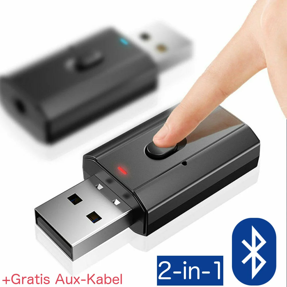 Bluetooth 2in1 5 0 Sender Receiver Wireless USB Aux Cable Audio