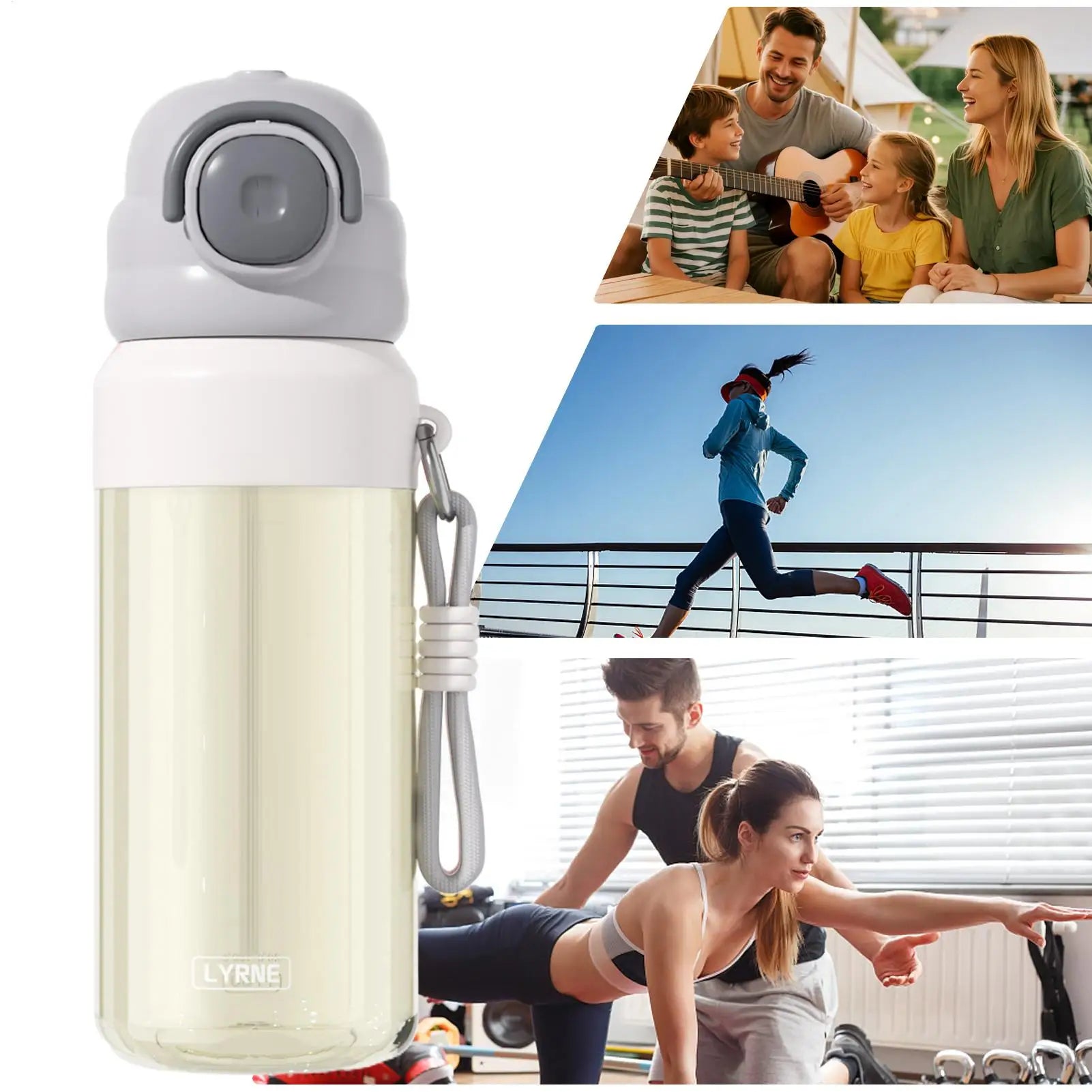 Outdoor Water Bottle Leak-Proof Straw Spout Drop-Resistant With Lanyard Water Misting Sports Bottle For Teens Students Men Zpaxo