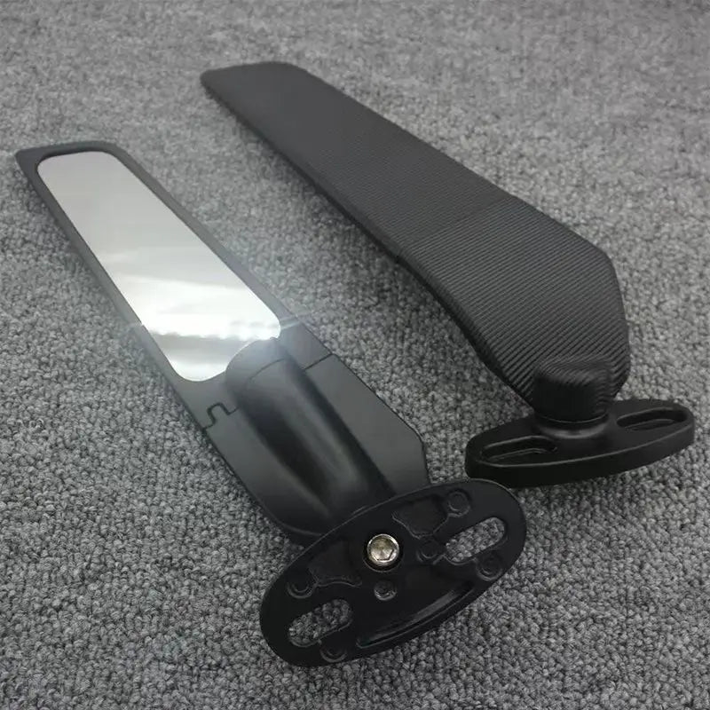 Foldable Fixed Wing Motorcycle Rearview Mirrors – Alloy Pair