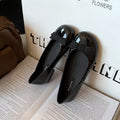Womens Black Patent Leather Round Toe Wedge Heel Ballet Flats Bow Zpaxo 708-1 Black 35 China Mainland