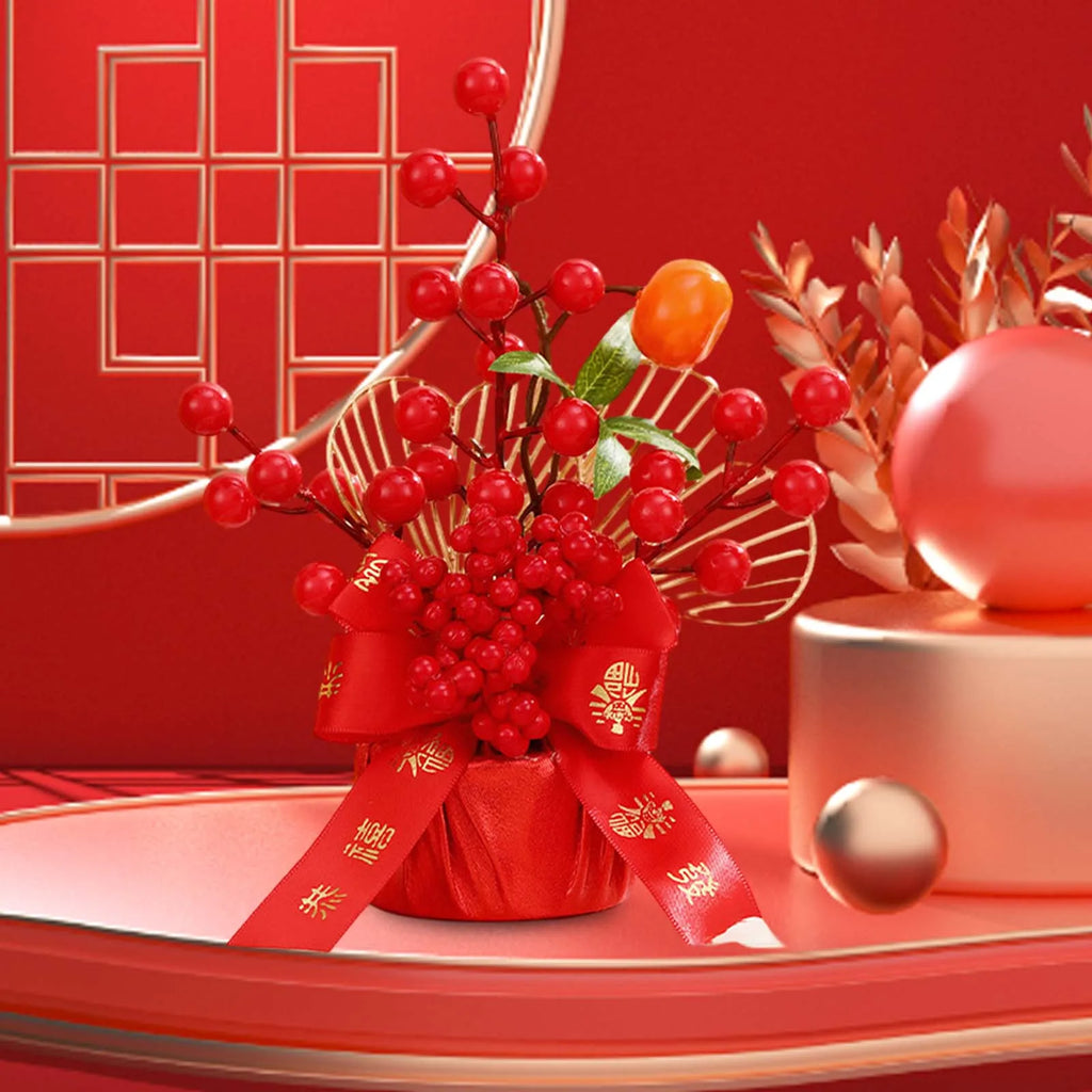 Chinese Lunar Year Decoration Gift Lucky Tree Artificial Potted for China Spring Festival Office Birthday Graduation Wedding Zpaxo
