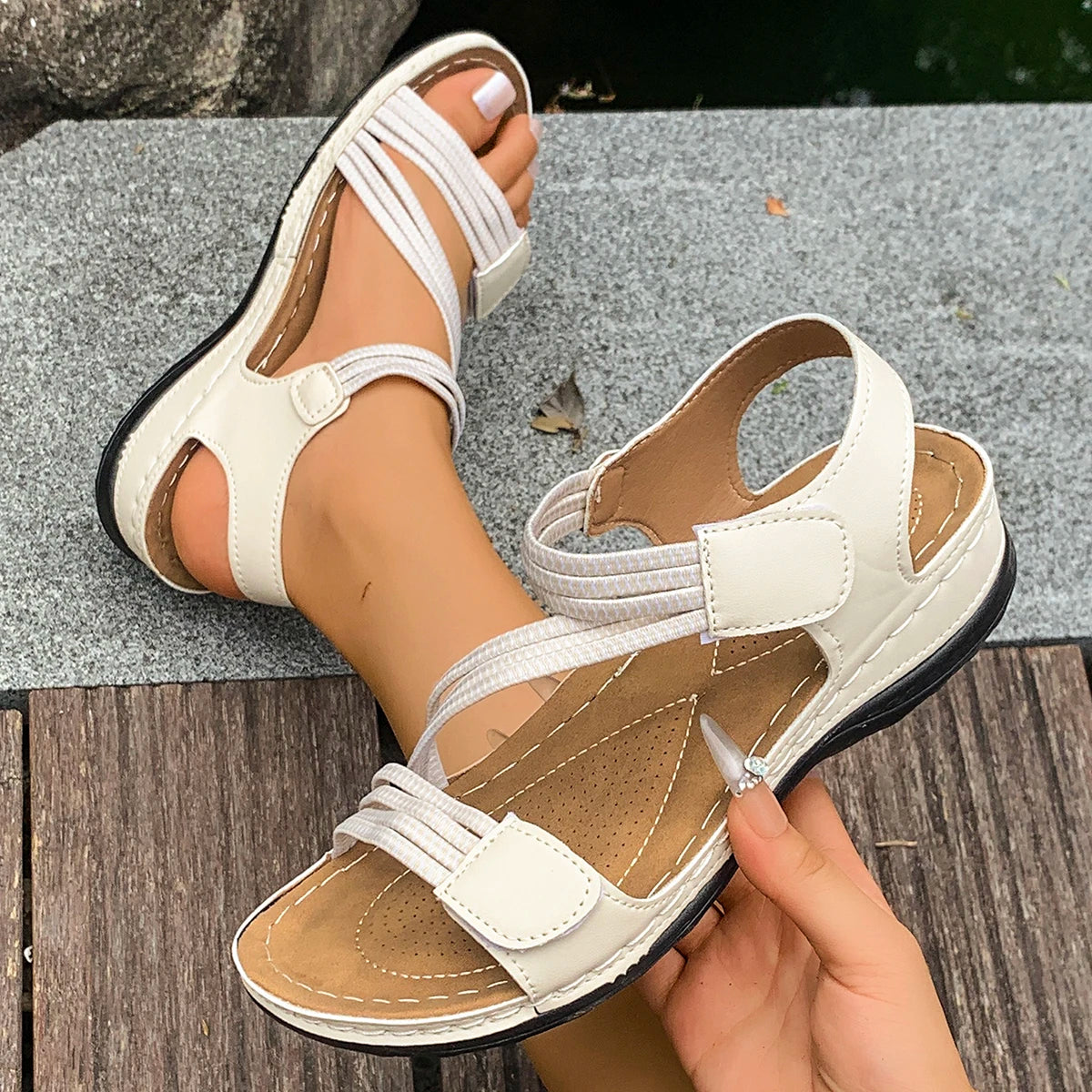 Women Sandals Casual Wedges Soft Heeled Lightweight Shoes Woman 2025 Zpaxo WHITE 37