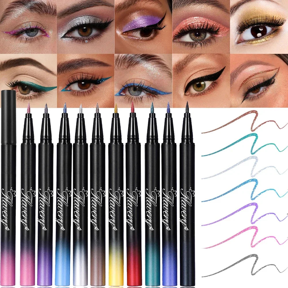 Pearlescent Smoked Black Purple Eyeliner Pen Glitter Metallic Shimmer Zpaxo