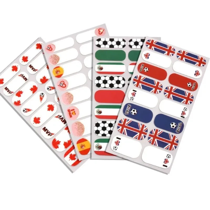 National Flag Theme Nail Stickers Soccer Nation Decals Ball Fans