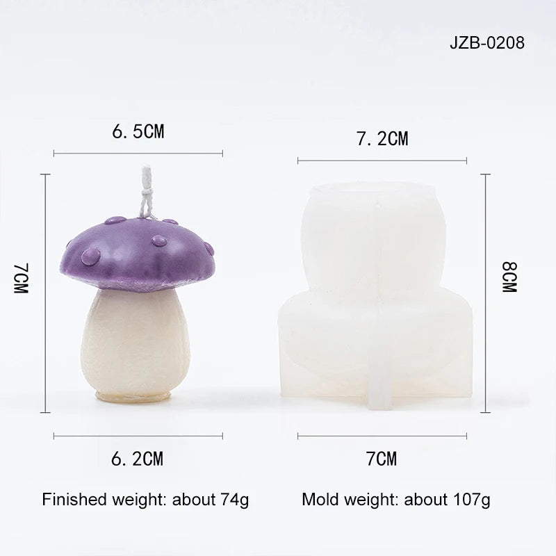 3D Mushroom Candle Silicone Mold DIY Aromatherapy Handmade Soap Craft Ornament Gypsum Plaster Wax Making Mold Home Decor Zpaxo JZB-0208