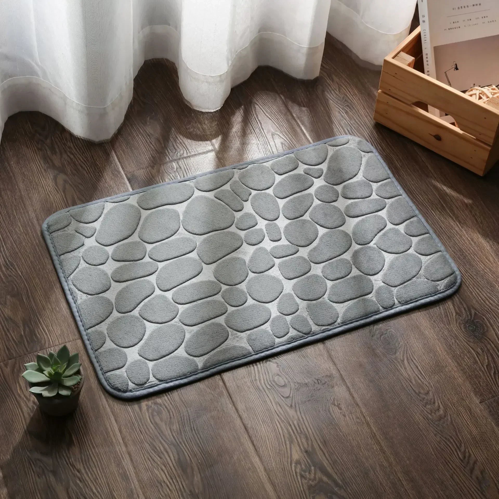 Non Slip Bathroom Absorbing Bath Mat Cobblestone Embossed Mat Floor Rug Shower Room Doormat Memory Foam Cobblestone Mat 40X60CM Zpaxo Light Grey