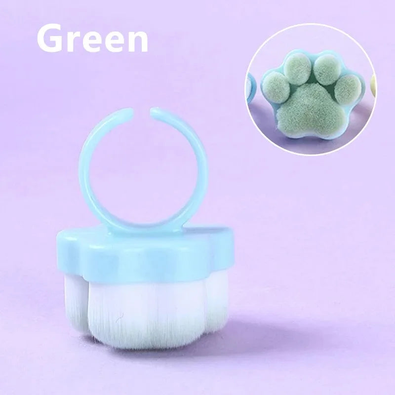 1- Cat's Paw Manicure Dust Clean Brush Finger Ring Duster Soft Hair Zpaxo 1PC Green