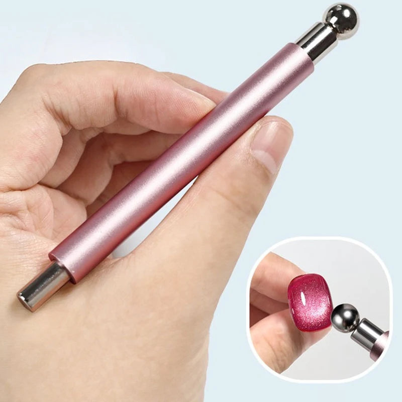 Double Head Cat's Eye Nail Magnetic Stick with Steel Ball Multifunctional Nail Magnet Tool Pens for DIY Salon Studio or Home Use Zpaxo