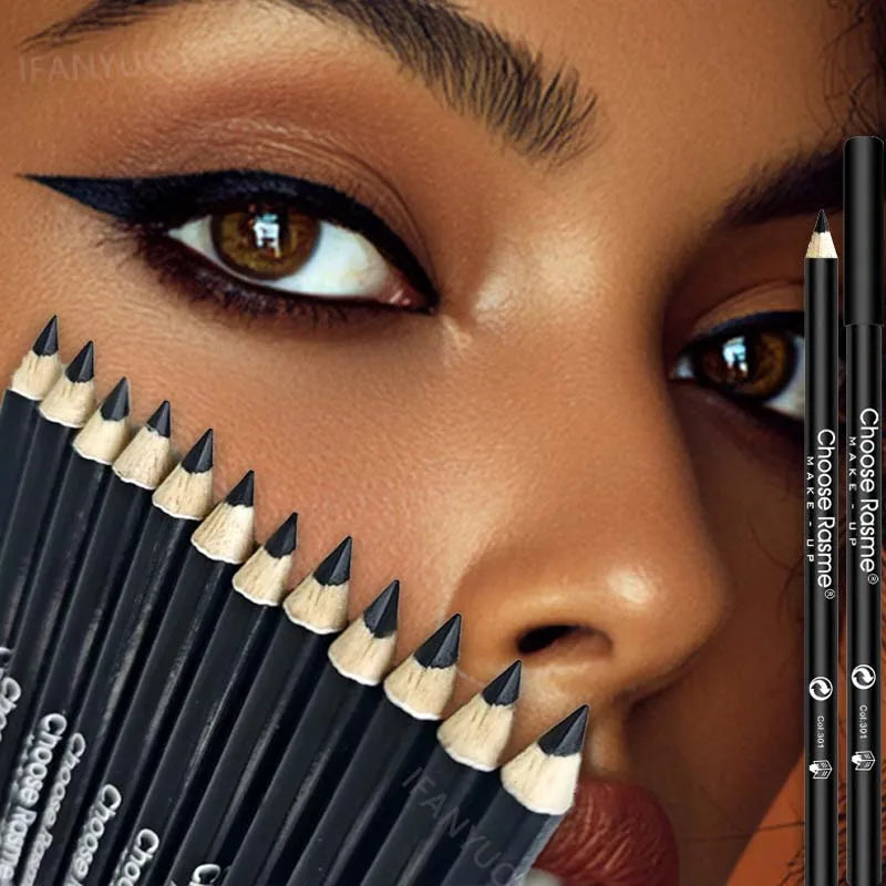 1- Waterproof Eyeliner Pencil Long-lasting Pigmented Black Wooden