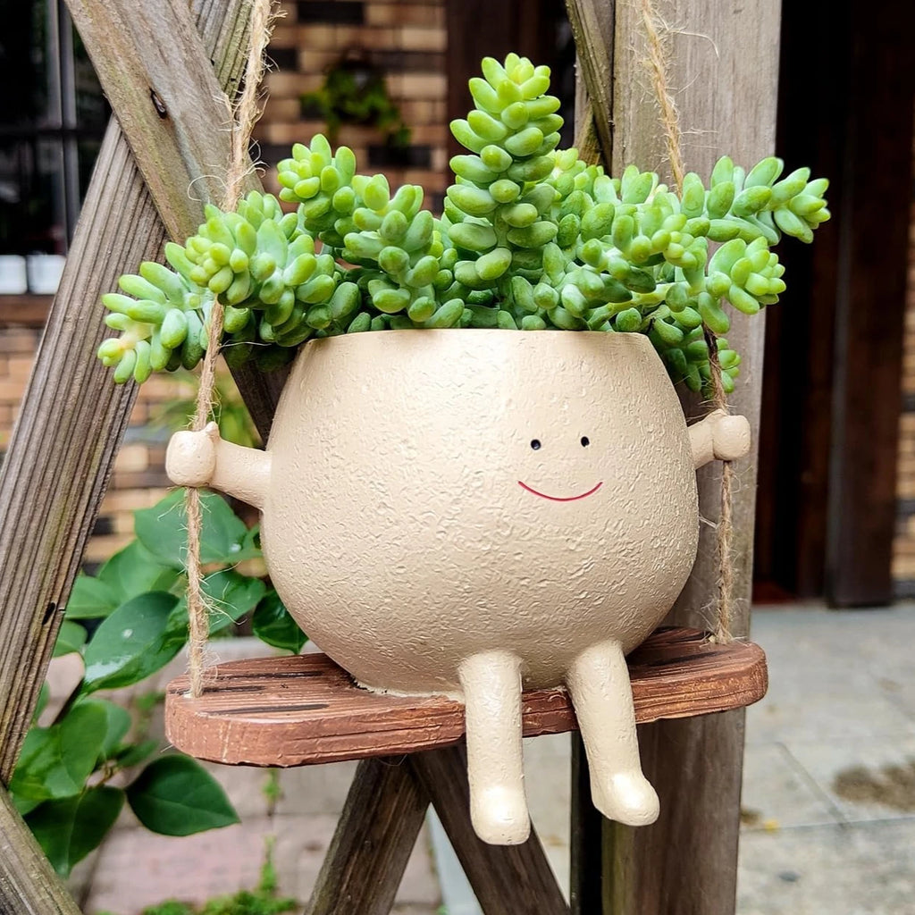 Hanging Resin Face Planter Pot – Succulent Head Vase Home Decor