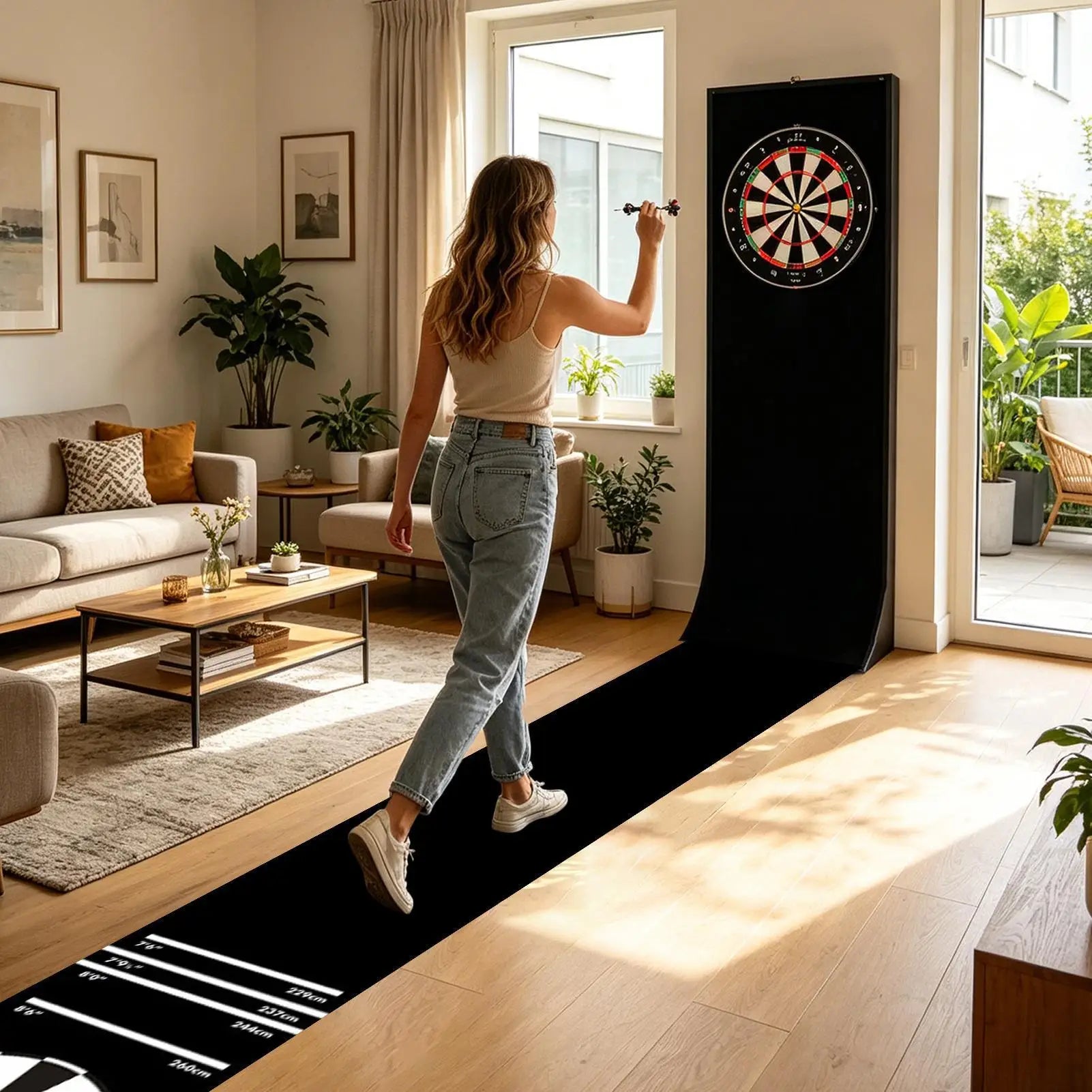 Dart Board Mat Floor 300x34cm Anti Slip Throw Line Protective Rug
