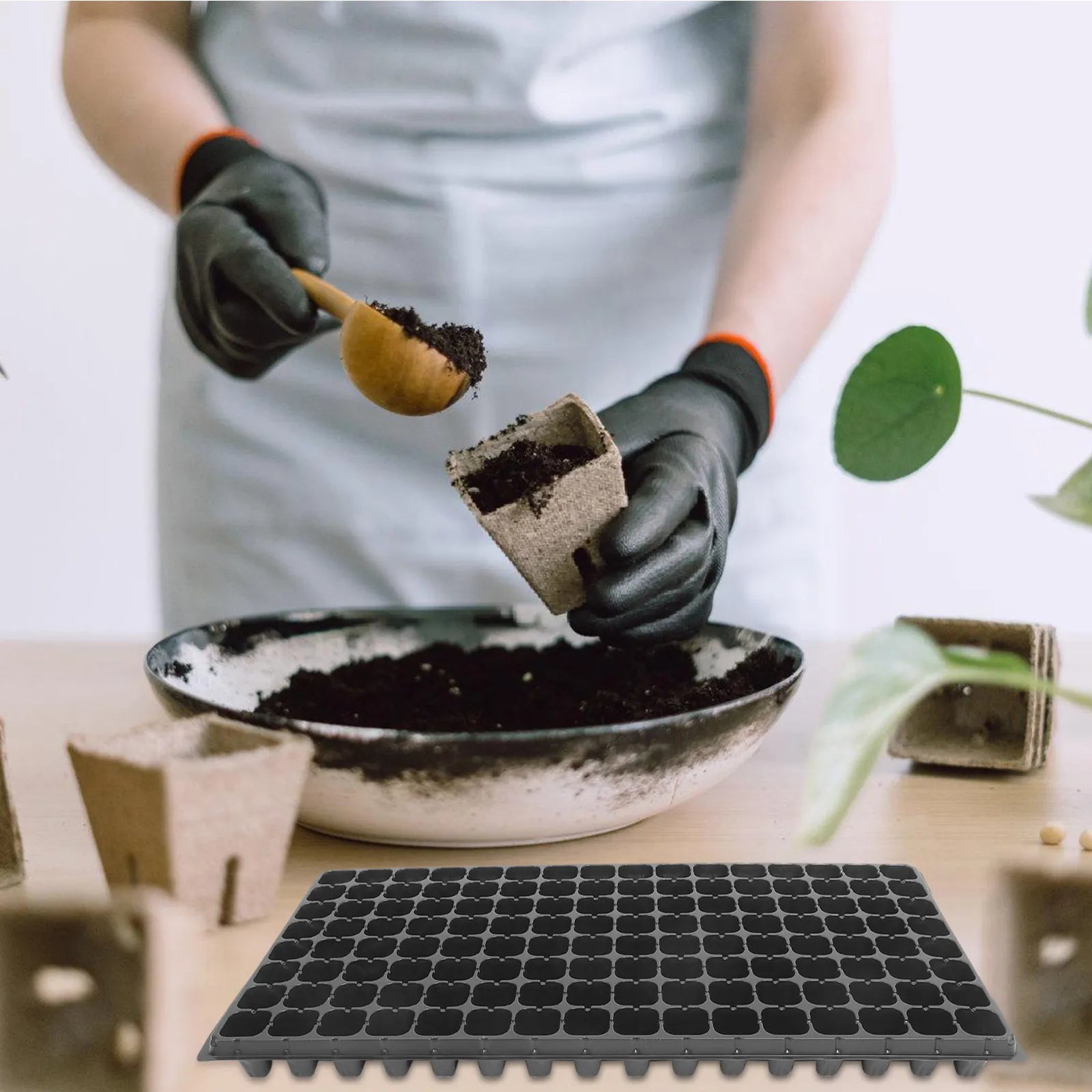10Pcs Plastic Nursery Tray 128 Cells Sprout Plate Growing Tray for Garden DIY Bonsai Growing Container for Planters Zpaxo