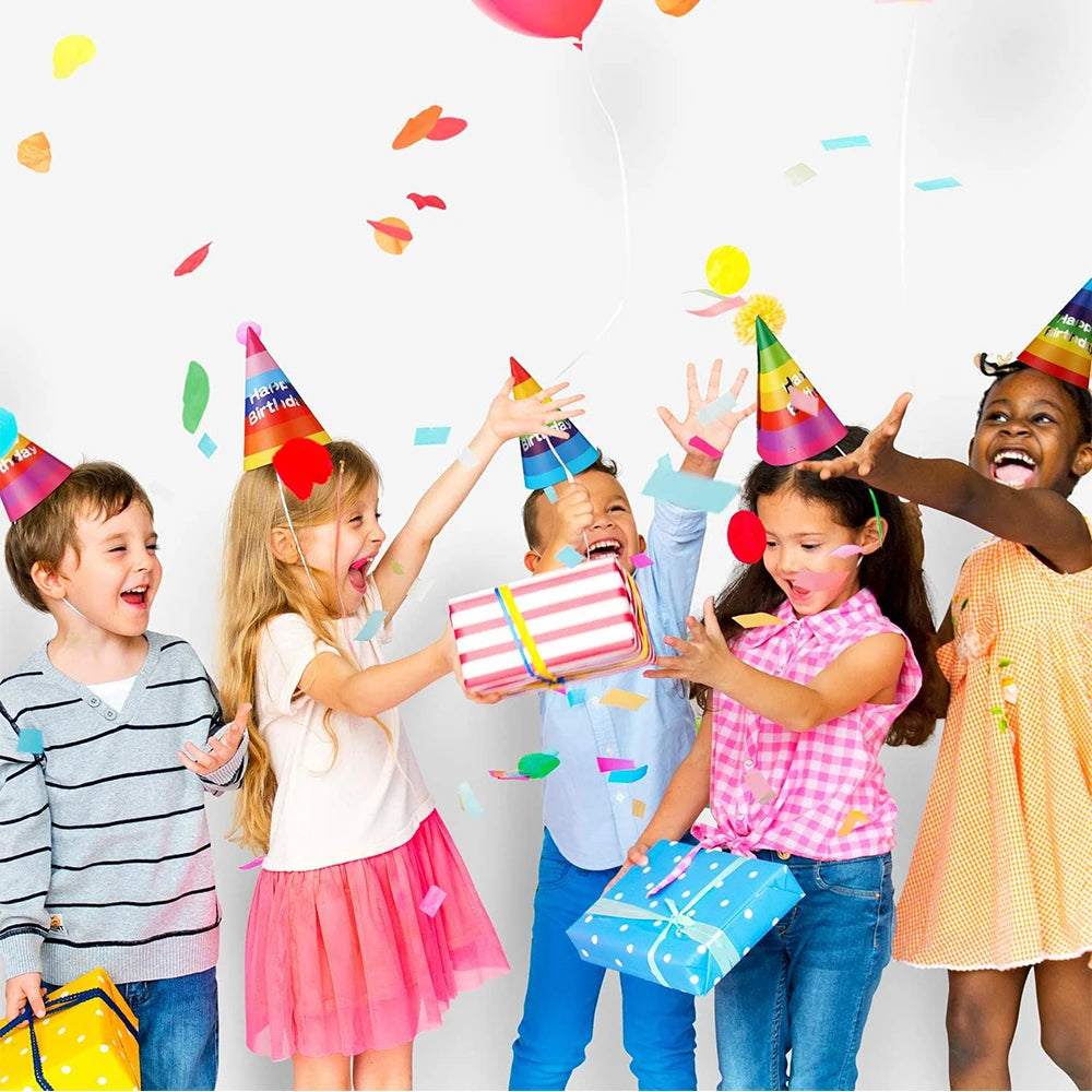 10Pcs Rainbow Birthday Party Hats Colorful Cone Paper Hats for Kids Boys Girls Adults Party Decoration Zpaxo