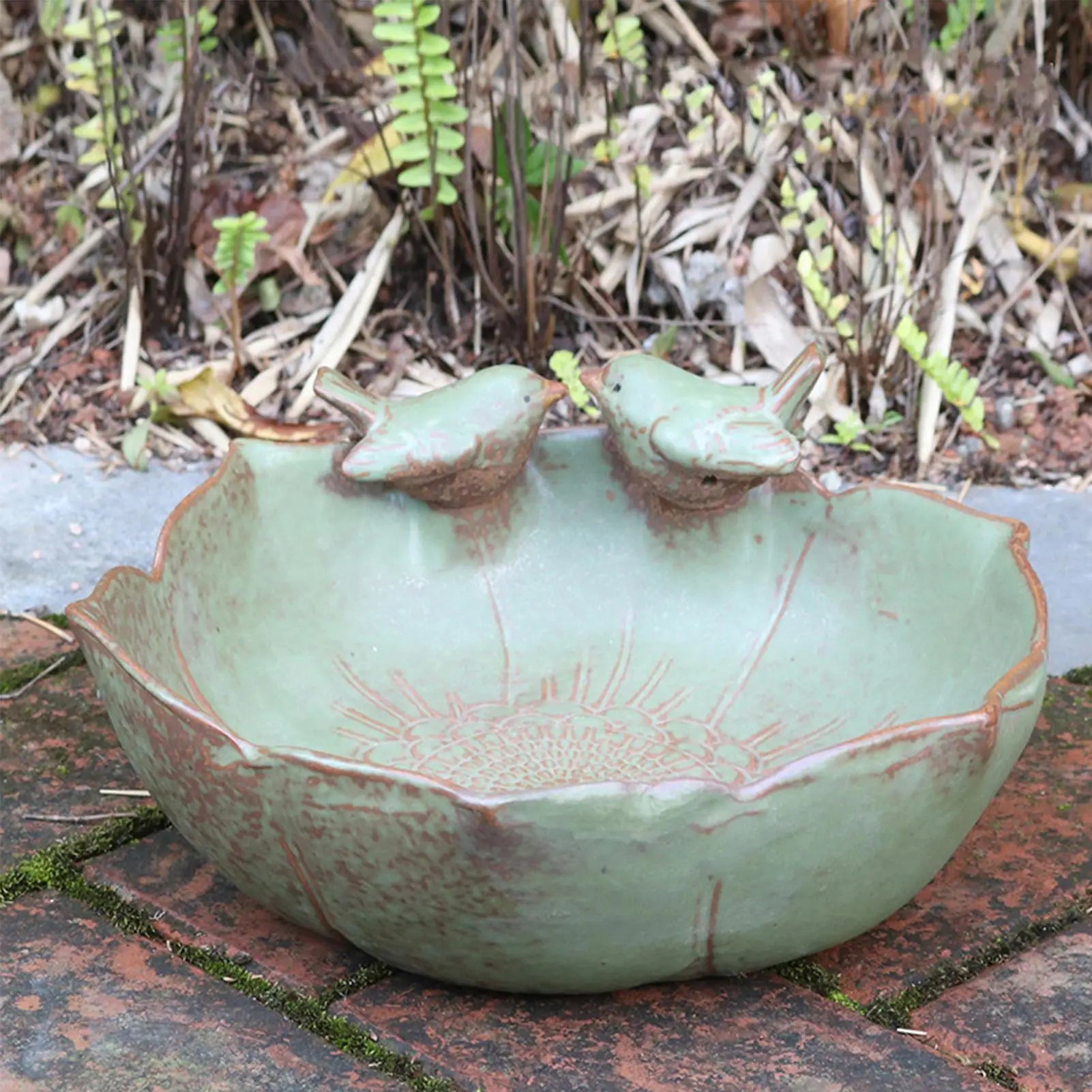 Ceramic Bird Bath Large Decorative Feeder Ceramic Bird Water Bowl Hydroponic Planter for Indoor Outdoor Garden Backyard Patio Zpaxo
