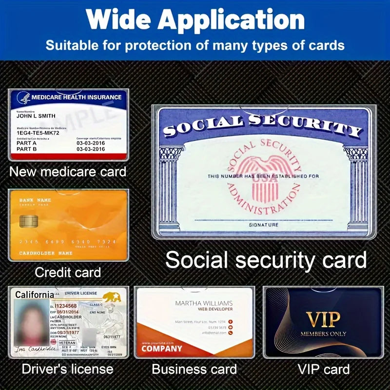 Waterproof flexible transparent sleeve for protecting Social Security cards, medical insurance cards and credit cards Zpaxo