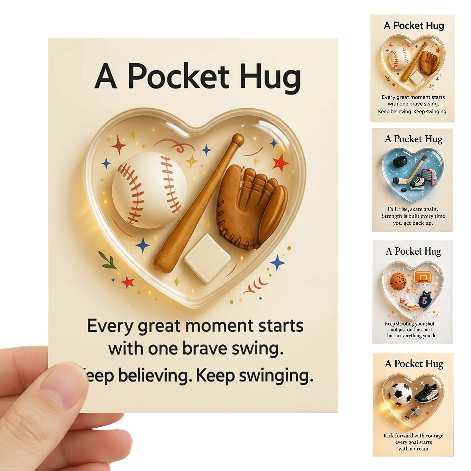 Heart Shaped Sport-themed Pocket Hug Collection Card Sports-themed
