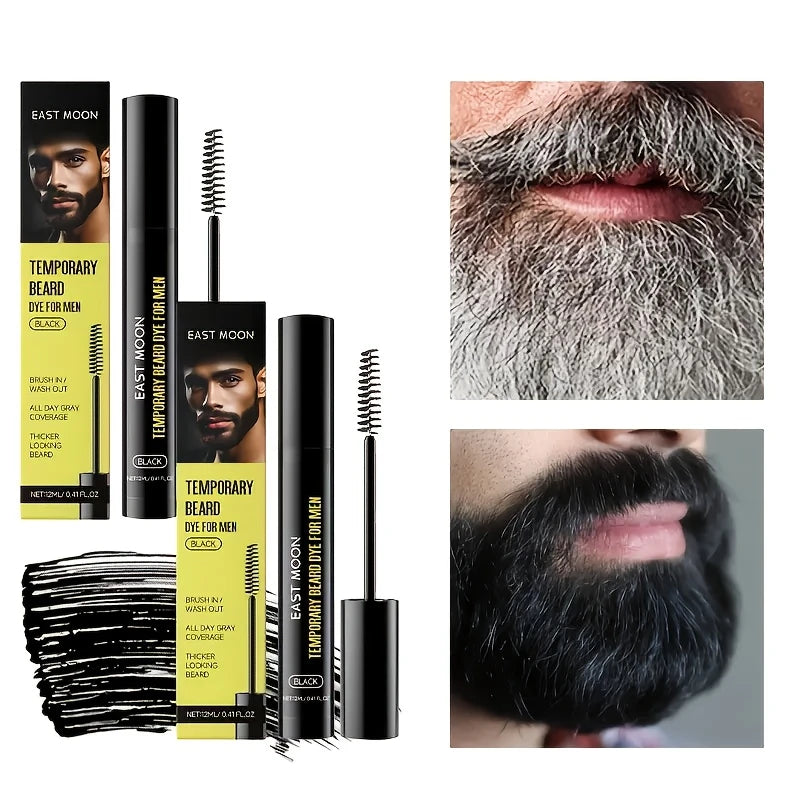 Temporary Beard Dye For Men,Natural Black Beard & Eyebrow Color Long-Lasting,Moustache Filler pen,Waterproof Beard Dyeing Pen Zpaxo