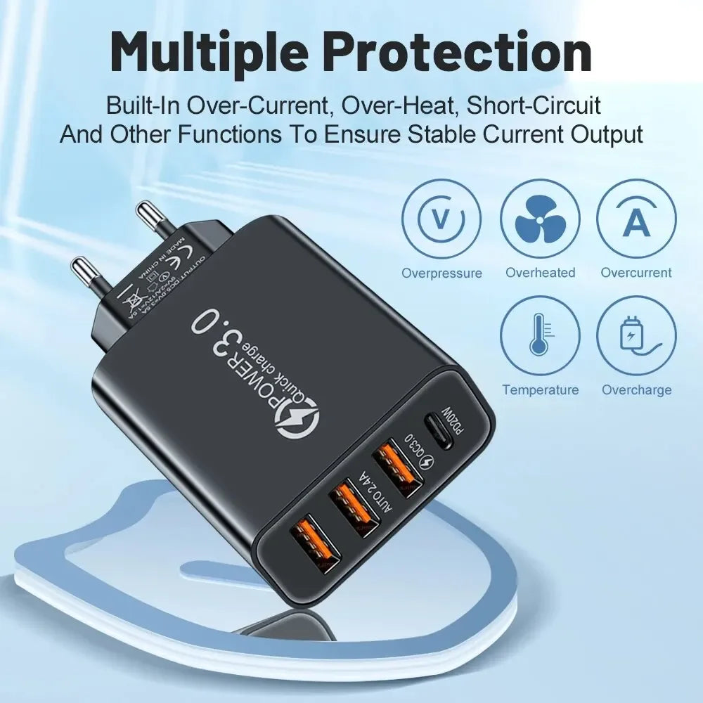 Total 48W Multi-Port USB PD Wall Charger Adapter for Xiaomi iPhone 13/12 Samsung Mobile Phone Plug-In Charging Zpaxo