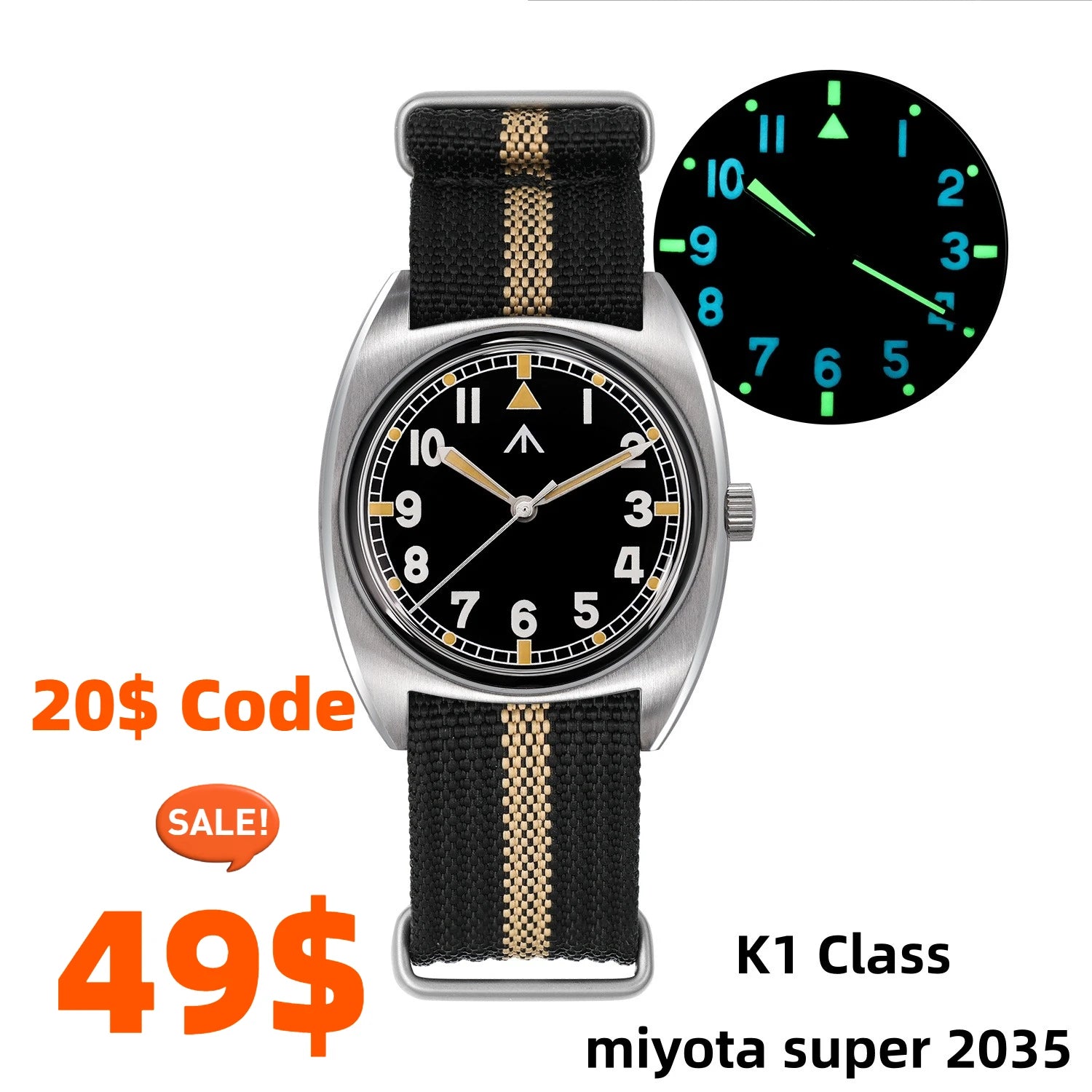 Militado ML17 Watch Miyota Super 2035/ GL12 Quartz Movement Watch C3 And BGW9 Luminova 100m Waterproof Stainless Steel Watches Zpaxo