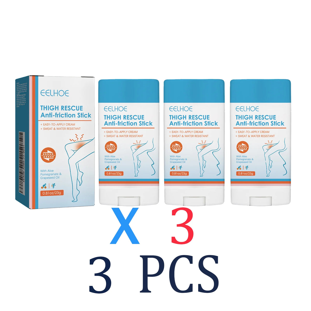 1/2/3/4/5 Pcs Anti Chafing Stick Flaky Thigh Skin Care Stabilizing Restoring Soothing Redness Long Lasting Moisturization Balm Zpaxo 3 Pcs