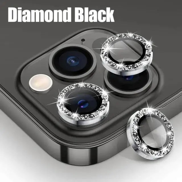 Metal Lens Protector Iphone 16 15 14 13 Max Ring Glass PM Mini Camera Zpaxo Diamond Black 13 Pro or 13 Promax