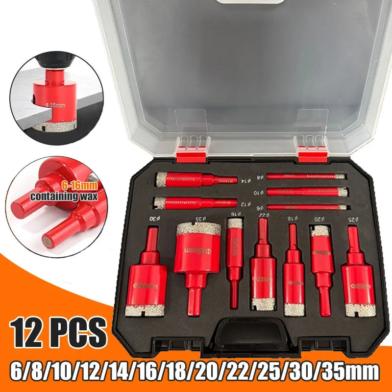 Diamond Coated Drill Bits 6- Hole Saw Glass Marble Granite Stone Tile