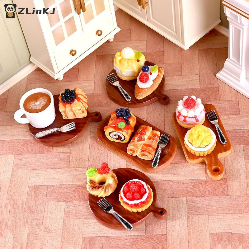 ▶Random 2Pcs/set Dollhouse Mini Cake Dessert Model Dollhouse Mini Kitchen Decoration Dolls House Accessories Pretend Play Toys Zpaxo