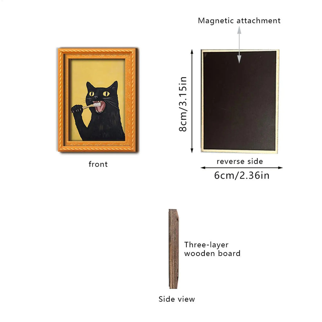Cat Magnets 6-Piece Funny Wooden Cute Home Decor Anime Figure Refrigerator Magnet for Wall Door Locker Living Room Kitchen Home Zpaxo