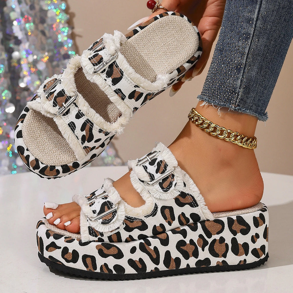 Summer Women Comfort Slippers Travel Vacation Beach Shoes Women Leopard Soft Thick-Soled Slides Women Luxury Lightweight Sandals Zpaxo