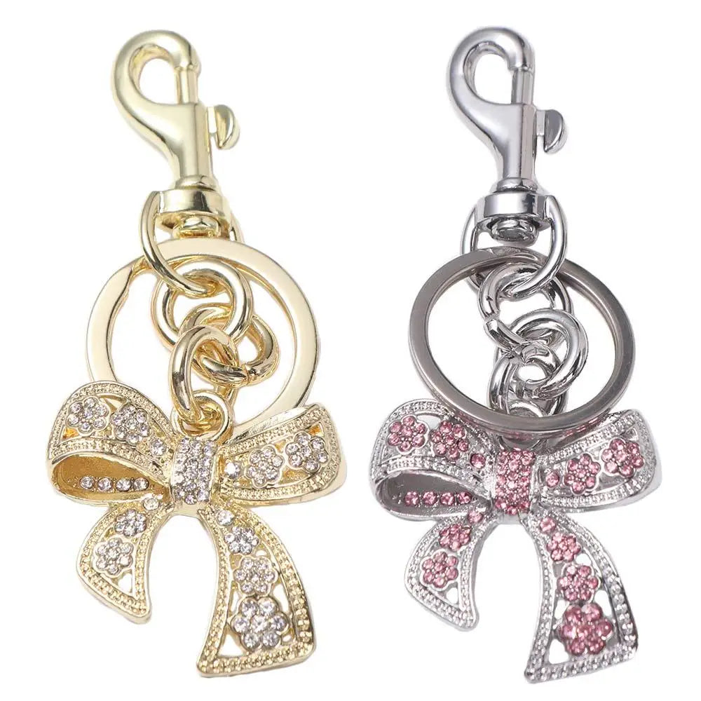 Alloy Rhinestone Bowknot Keychains Phone Chain Jewelry Sparkling Bow Bag Charm Ins Backpack Hanging Bow Car Keyrings Zpaxo