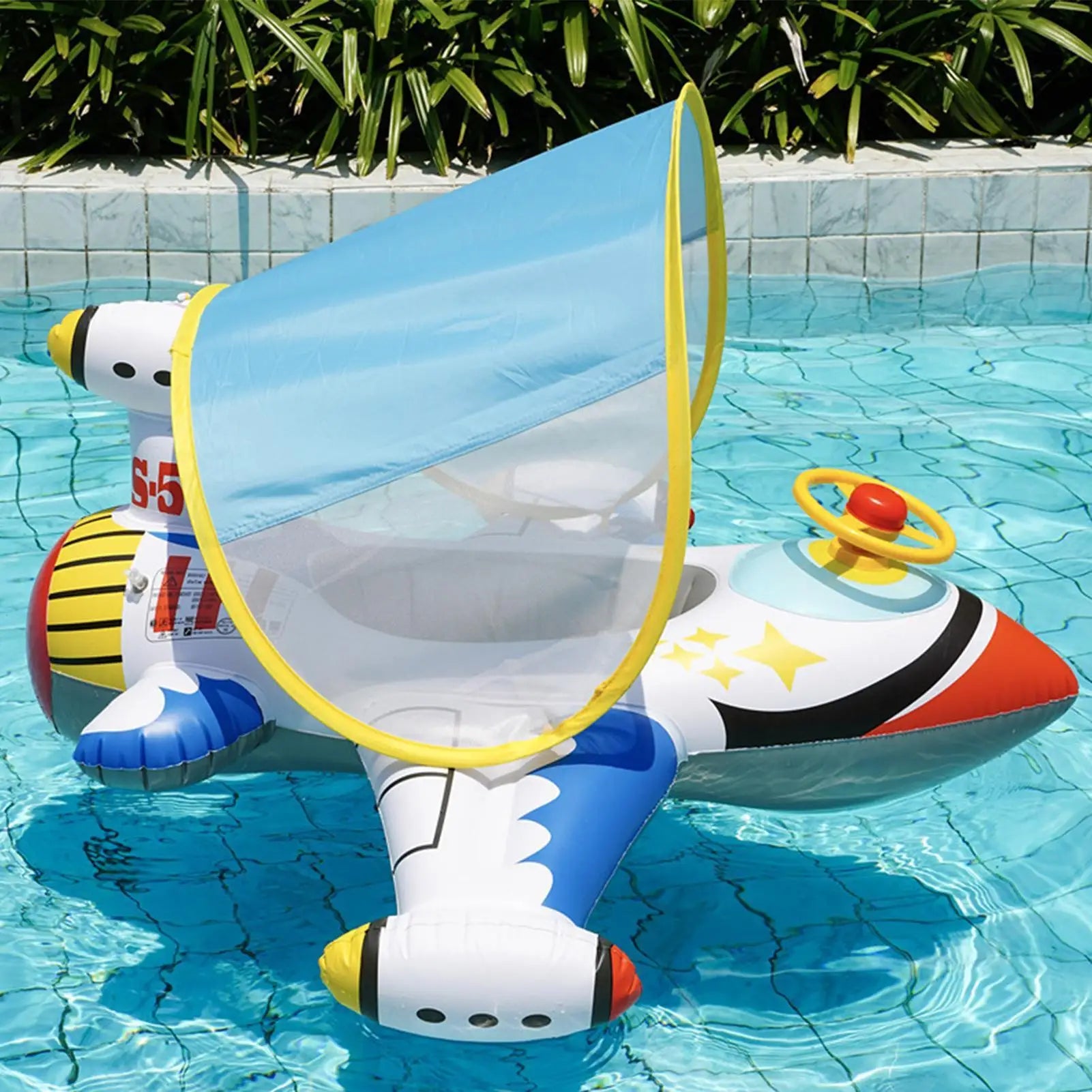 Pool Float Baby Swim Ring Airplane Shape Inflatable Raft Sun Zpaxo