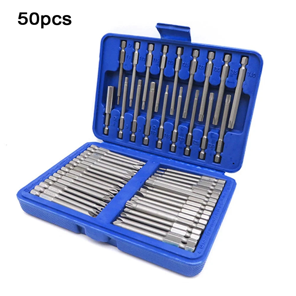 50 Extra Long Reach Bit Security Screwdriver Bits Torx Star Hex